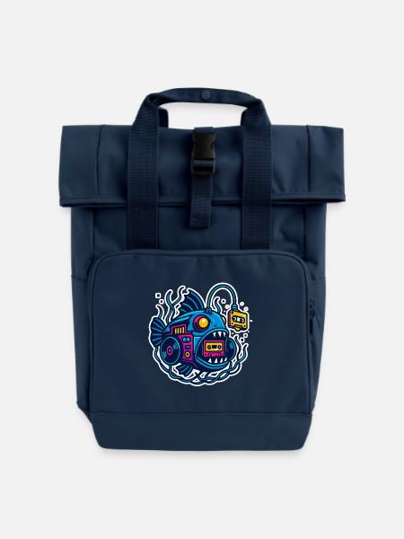 Mixtape-Anglerfisch - Rolltop Rucksack mit zwei Griffen - Navy