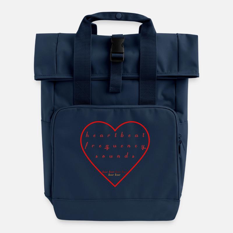 Heartbeat Soundwave Illustration - Roll Top Backpack with Two Handles - navy