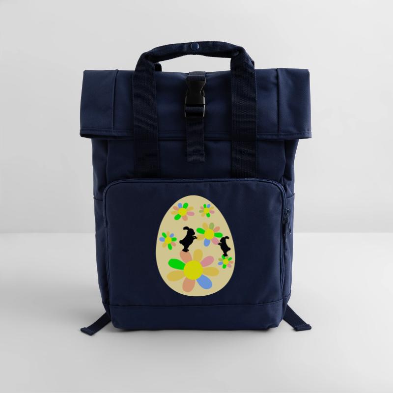 Easter Eggs Easter Bunny Roll Top Backpack with Two Handles