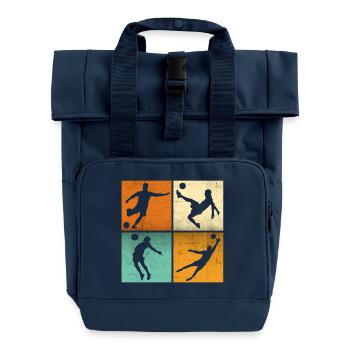 Leidenschaftlich Fußball T-Shirt Fußball-Spieler Vintage - Rolltop Rucksack mit zwei Griffen - Navy - Vorne
