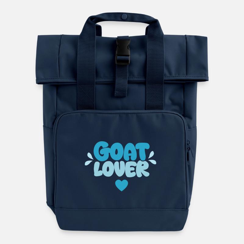 Goat Lover - Roll Top Backpack with Two Handles - navy