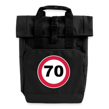 70. Geburtstag - Rolltop Rucksack mit zwei Griffen - Schwarz - Vorne