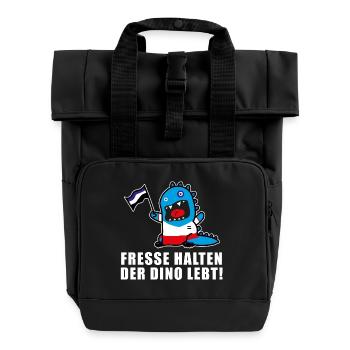 Dino - Roll Top Backpack with Two Handles - black - Front