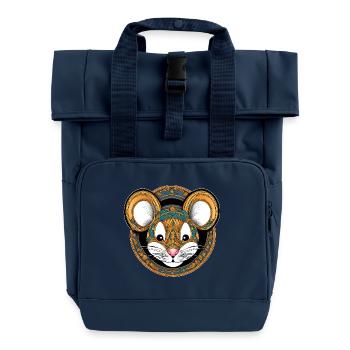 Une souris en médaillon - Sac à dos Roll Top à deux anses - bleu marine - Devant