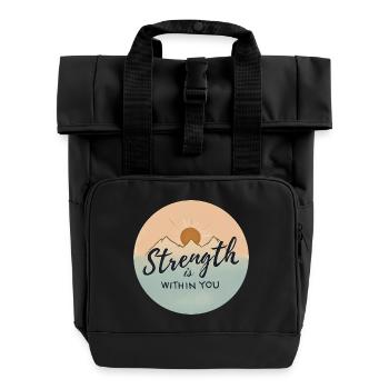 T-shirt minimaliste inspirant - Sac à dos Roll Top à deux anses - noir - Devant