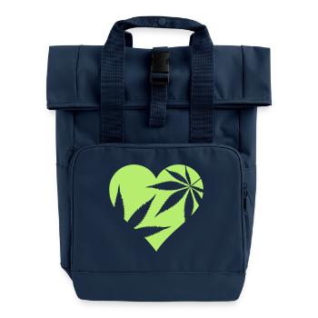 cannabis love - Roll Top Backpack with Two Handles - navy - Front
