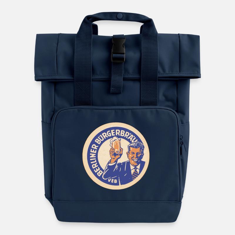 VEB Berliner Buergerbraeu - Roll Top Backpack with Two Handles - navy