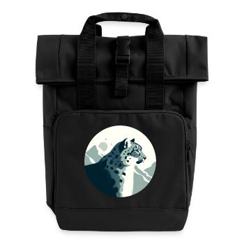 Schneeleopard - Rolltop Rucksack mit zwei Griffen - Schwarz - Vorne