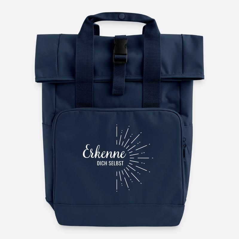 Erkenne dich selbst - Rolltop Rucksack mit zwei Griffen - Navy
