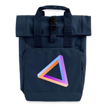 Impossible triangle optical illusion - Roll Top Backpack with Two Handles - navy - Front