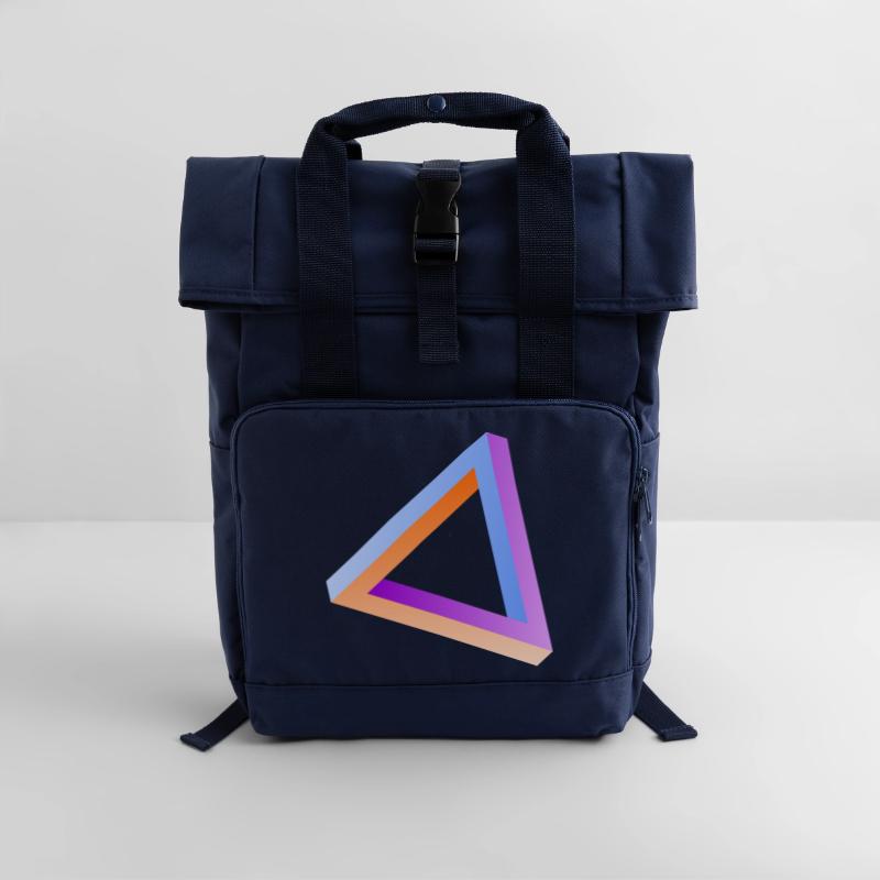 Impossible triangle optical illusion Roll Top Backpack with Two Handles