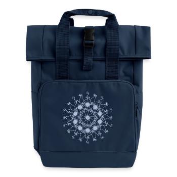 Mandala | Random patterns rotated - Roll Top Backpack with Two Handles - navy - Front