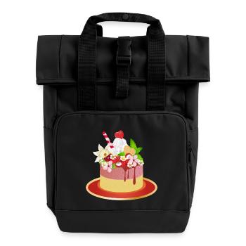 Tartelette fruitée – motif dessert sucré - Sac à dos Roll Top à deux anses - noir - Devant