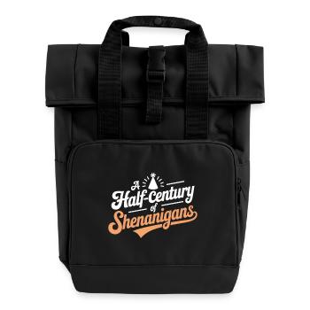 Half Century Shenanigans Party Hat Birthday - Roll Top Backpack with Two Handles - black - Front