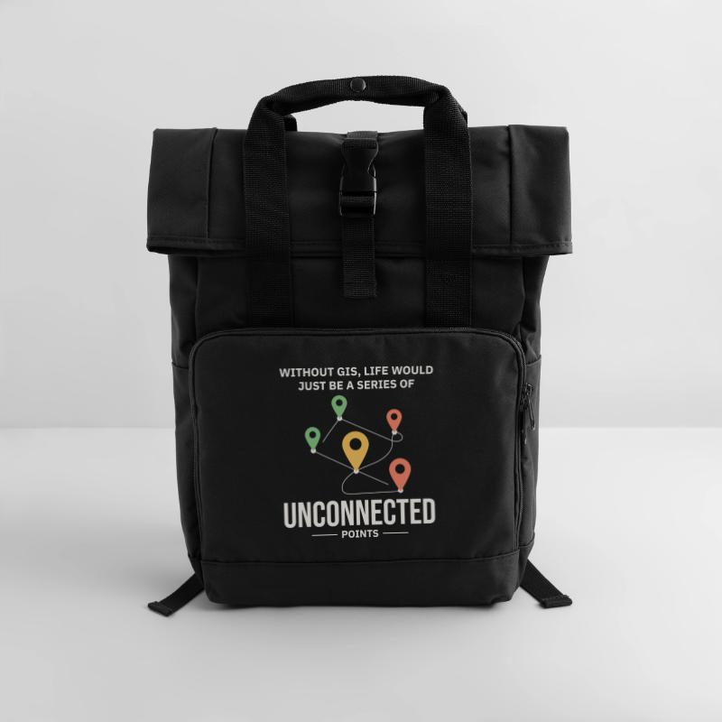 GIS Unconnected Points Map Data Analysis Roll Top Backpack with Two Handles