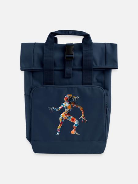 Dancing Alien - Abstract Artwork - Rolltop Rucksack mit zwei Griffen - Navy