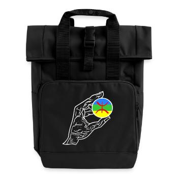 Drapeau de la main Amazigh - Sac à dos Roll Top à deux anses - noir - Devant