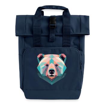 Geometric bear bear gift - Roll Top Backpack with Two Handles - navy - Front