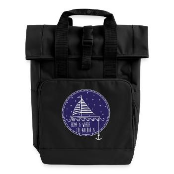 Segelschiff Sternennacht - Rolltop Rucksack mit zwei Griffen - Schwarz - Vorne