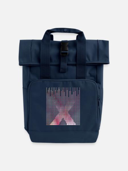 Futuristische Pixelkunst. Letter X - Rolltop Rucksack mit zwei Griffen - Navy