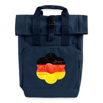 Germany Poppy Germany Flag - Roll Top Backpack with Two Handles - navy - Front