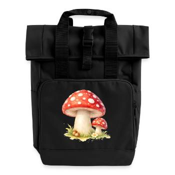 Fliegenpilz Illustration Roter Pilz Naturmotiv   - Rolltop Rucksack mit zwei Griffen - Schwarz - Vorne