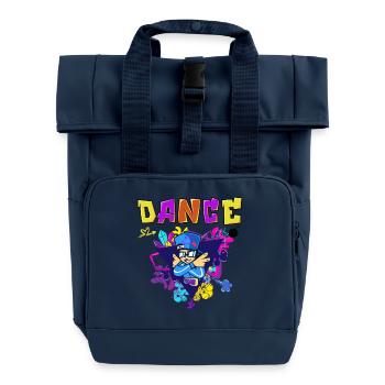 Vibranter Breakdance-Style Druckdesign - Rolltop Rucksack mit zwei Griffen - Navy - Vorne