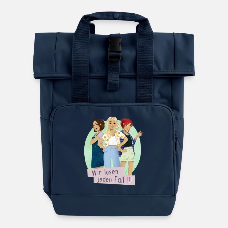 Die Drei !!! Kim, Franzi, Marie Mit Spruch - Rolltop Rucksack mit zwei Griffen - Navy