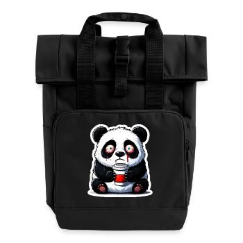 Koffein Panda - Rolltop Rucksack mit zwei Griffen - Schwarz - Vorne