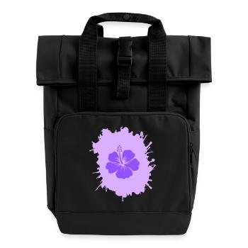 hibiskus klecks - Rolltop Rucksack mit zwei Griffen - Schwarz - Vorne