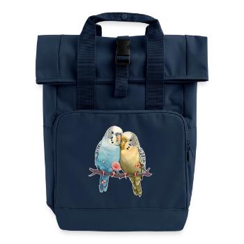 Wellensittiche - Rolltop Rucksack mit zwei Griffen - Navy - Vorne
