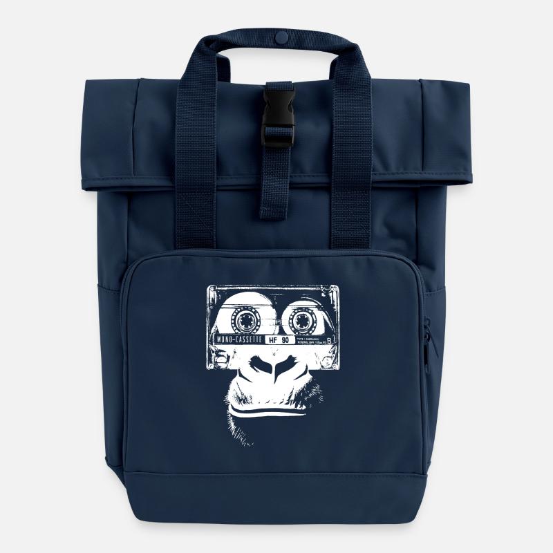 MONOCASSETTE - Roll Top Backpack with Two Handles - navy