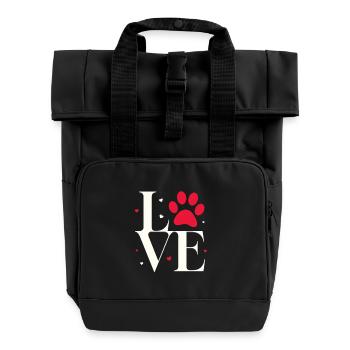 Liebe mit Pfotenabdruck - Rolltop Rucksack mit zwei Griffen - Schwarz - Vorne