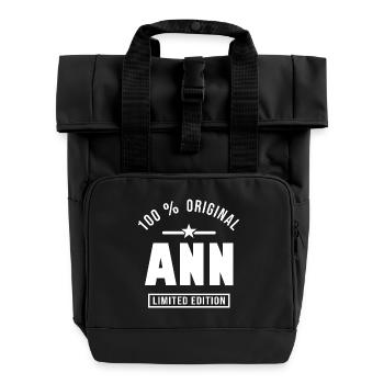 Ann ann - Roll Top Backpack with Two Handles - black - Front