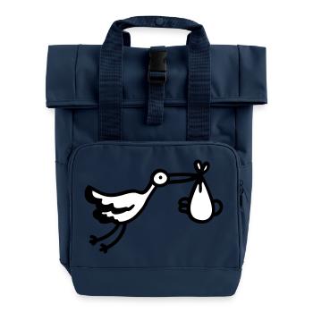 Storch + Baby - Rolltop Rucksack mit zwei Griffen - Navy - Vorne