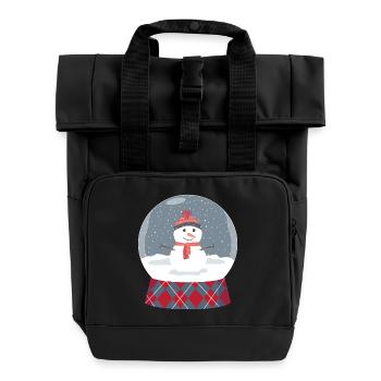 Glass ball with snowman - Roll Top Backpack with Two Handles - black - Front