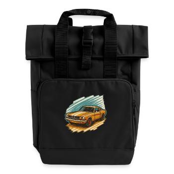 Vintage Muscle Car – Retro Auto Design - Rolltop Rucksack mit zwei Griffen - Schwarz - Vorne
