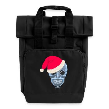 Röntgenaufnahme Schädel Weihnachtsmütze, Zeichnung - Rolltop Rucksack mit zwei Griffen - Schwarz - Vorne