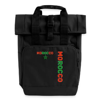 MOROCCAN team supporter football - Roll Top Backpack with Two Handles - black - Front