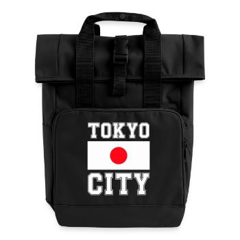 tokyo city japan - Rolltop Rucksack mit zwei Griffen - Schwarz - Vorne