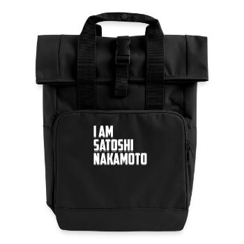 I Am Satoshi Nakamoto Bitcoin Digital Currency - Roll Top Backpack with Two Handles - black - Front