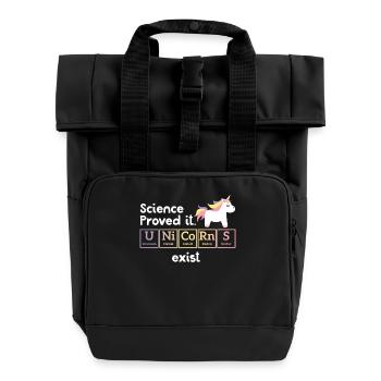 Funny Unicorn - Periodic Table - Gift - Roll Top Backpack with Two Handles - black - Front