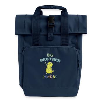 Schwangerschaftsankündigung Grosser Bruder DinoDab - Rolltop Rucksack mit zwei Griffen - Navy - Vorne