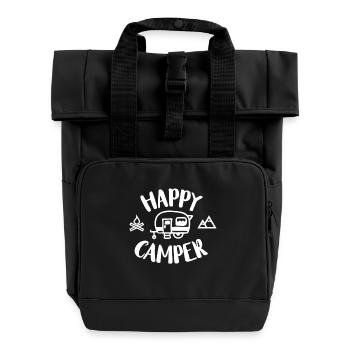 Happy camper - Rolltop Rucksack mit zwei Griffen - Schwarz - Vorne