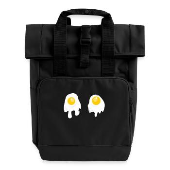 Fried Eggs - Breakfast - Roll Top Backpack with Two Handles - black - Front