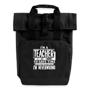 Teacher - Roll Top Backpack with Two Handles - black - Front