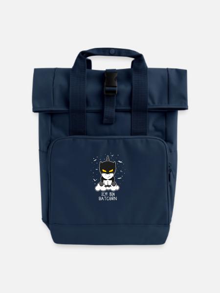 Einhorn Fledermaus Geschenk - Rolltop Rucksack mit zwei Griffen - Navy