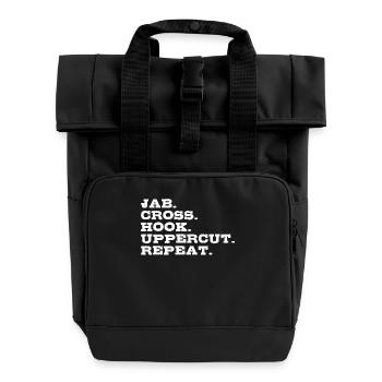 Jab Cross Hook Uppercut Martial Arts Boxing Gift - Roll Top Backpack with Two Handles - black - Front