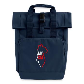 Chat chat pour animaux de compagnie amour gueule de bois Kitty cadeau - Sac à dos Roll Top à deux anses - bleu marine - Devant