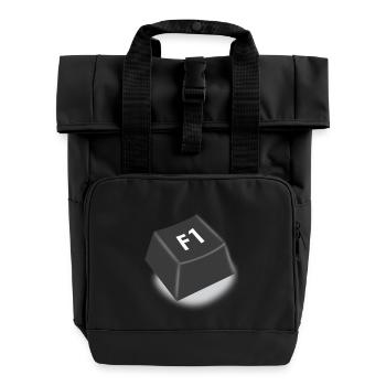 f1 Hilfe Knopf - Rolltop Rucksack mit zwei Griffen - Schwarz - Vorne